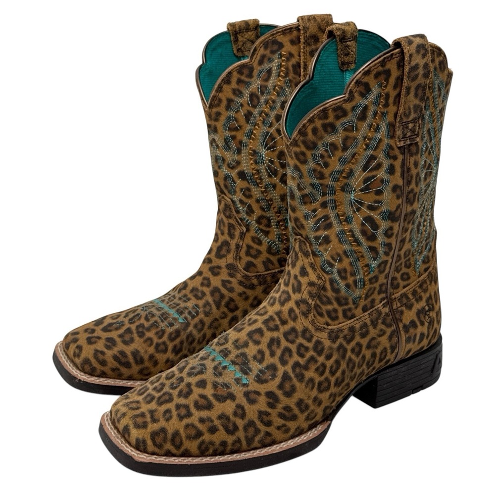 Ariat Kids Prime Time Western Boots Faded Leopard Size 4 EUC